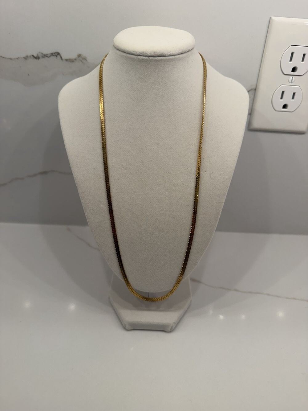 Vintage Monet 1/20 12K Gold Filled Herringbone Chain Necklace 23” Signed